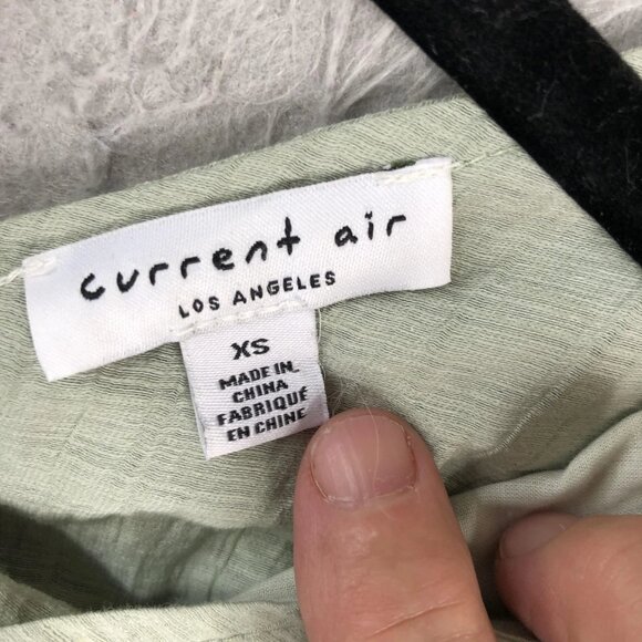 Current Air Dress Womens Extra Small XS Green Smocked Waist Twist Front Midi - Picture 4 of 5